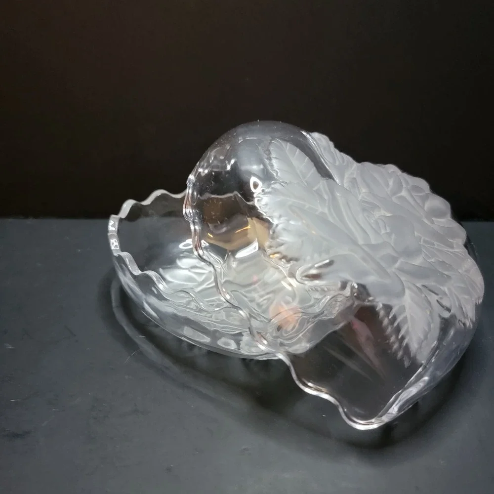 Vintage Studio Nova Etched 3D Rose Crystal  Heart Trinket Box